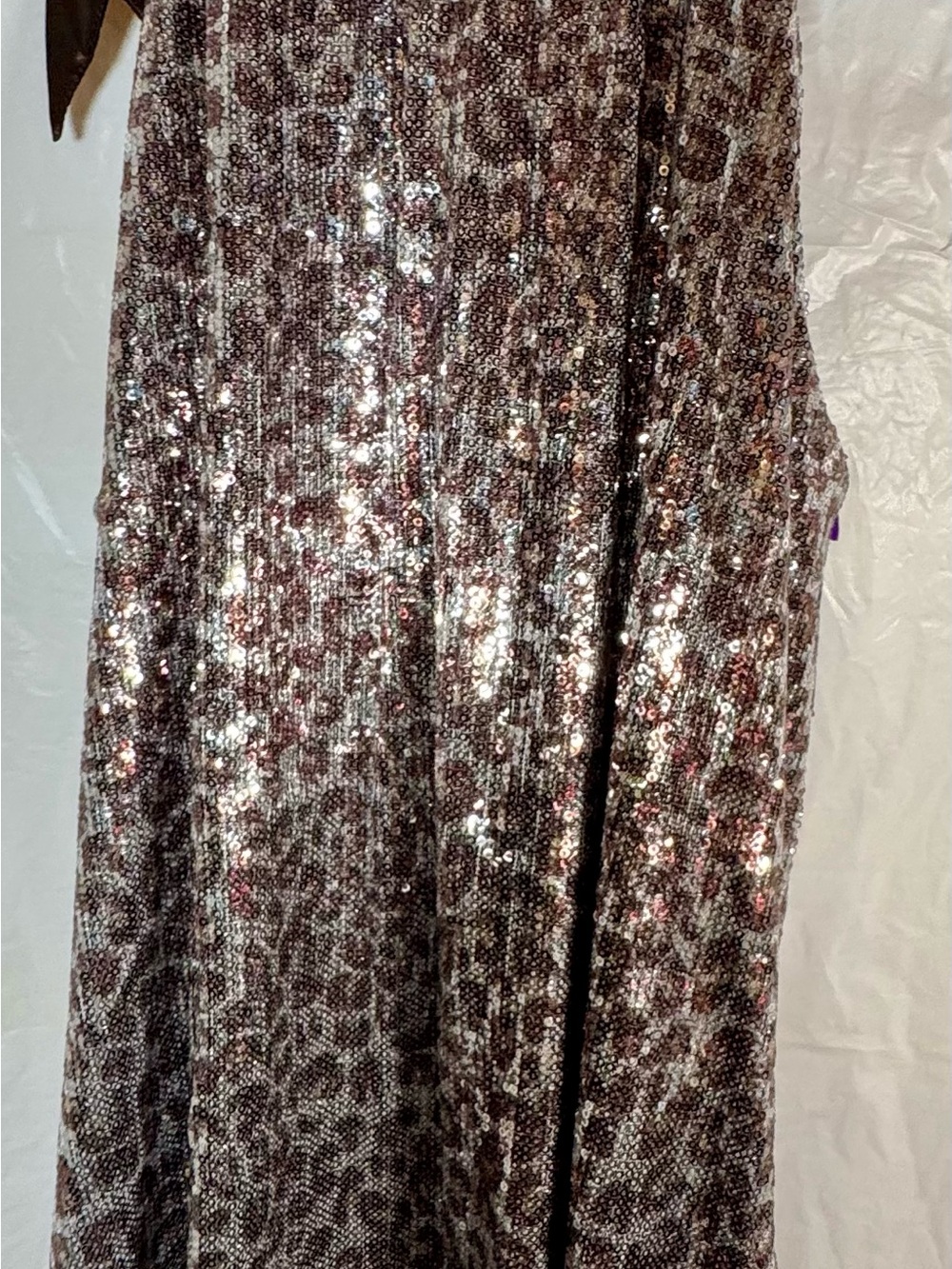 Candie's Rose and Brown Sequin Leopard Mini Dress